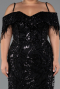 Long Black Beaded Plus Size Evening Gown ABU5326