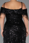 Long Black Beaded Plus Size Evening Gown ABU5326