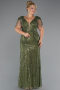 Long Olive Drab Beaded Plus Size Evening Dress ABU5336