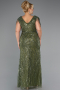 Long Olive Drab Beaded Plus Size Evening Dress ABU5336