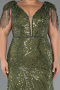Long Olive Drab Beaded Plus Size Evening Dress ABU5336