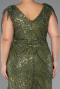 Long Olive Drab Beaded Plus Size Evening Dress ABU5336