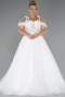 White Laced Long Princess Model Glitter Plus Size Wedding Dress ABG052