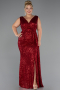 Red Long Scaly Plus Size Evening Dress ABU3194