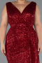 Red Long Scaly Plus Size Evening Dress ABU3194