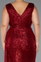 Red Long Scaly Plus Size Evening Dress ABU3194