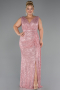Long Powder Color Scaly Plus Size Evening Dress ABU3194