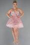 Short Powder Color Formal Plus Size Dress ABK2436