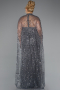 Long Anthracite Beaded Plus Size Wedding Dress ABU5328