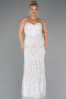 Long White Beaded Plus Size Wedding Dress ABU5328