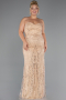 Long Gold Beaded Plus Size Wedding Dress ABU5328