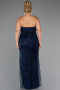Long Navy Blue Beaded Plus Size Wedding Dress ABU5328