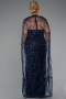 Long Navy Blue Beaded Plus Size Wedding Dress ABU5328