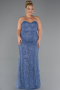Long Blue Beaded Plus Size Wedding Dress ABU5328