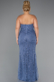 Long Blue Beaded Plus Size Wedding Dress ABU5328
