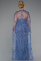 Long Blue Beaded Plus Size Wedding Dress ABU5328