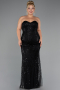 Long Black Beaded Plus Size Wedding Dress ABU5328