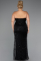 Long Black Beaded Plus Size Wedding Dress ABU5328