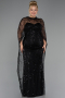 Long Black Beaded Plus Size Wedding Dress ABU5328