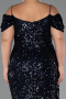 Long Navy Blue Plus Size Evening Gown ABU5232