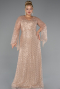 Long Gold Beaded Plus Size Evening Gown ABU5243