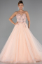 Long Salmon Haute Couture Dress ABU5342