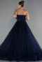 Long Navy Blue Special Design Engagement Dress ABU5344