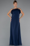 Long Navy Blue Chiffon Prom Gown ABU5351