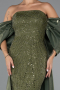 Long Olive Drab Beaded Evening Dress ABU5335