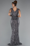 Anthracite Long Scaly Mermaid Evening Dress ABU3842