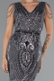 Anthracite Long Scaly Mermaid Evening Dress ABU3842