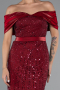 Midi Burgundy Beaded Party Dress ABK2453