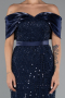 Midi Navy Blue Beaded Party Dress ABK2453