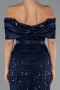 Midi Navy Blue Beaded Party Dress ABK2453