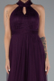 Purple Halter Neck Long Graduation Prom Dress ABU3252