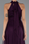 Purple Halter Neck Long Graduation Prom Dress ABU3252