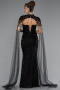 Long Black Beaded Evening Dress ABU5363
