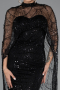 Black Strapless Shawl Stoned Long Evening Gown ABU4517