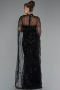 Black Strapless Shawl Stoned Long Evening Gown ABU4517