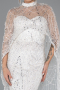 White Strapless Shawl Stoned Long Evening Gown ABU4517