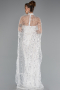 White Strapless Shawl Stoned Long Evening Gown ABU4517