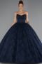 Long Navy Blue Dantelle Special Design Engagement Dress ABU5375