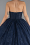 Long Navy Blue Dantelle Special Design Engagement Dress ABU5375