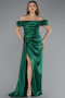 Long Emerald Green Satin Engagement Dress ABU1606