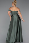 Long Olive Drab Satin Formal Plus Size Dress ABU5346