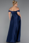 Long Navy Blue Satin Formal Plus Size Dress ABU5346