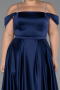 Long Navy Blue Satin Formal Plus Size Dress ABU5346