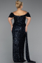 Navy Blue Long Scaly Plus Size Evening Gown ABU4863