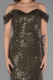 Long Olive Drab Beaded Evening Dress ABU5401