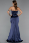 Long Navy Blue Satin Prom Gown ABU5417